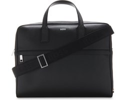 BOSS Business tas Schoudertas met laptopvak Zair Single Document Case Black Zwart