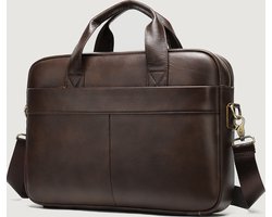 Cargro - Flexibele Laptoptas door de fijne lederen toplaag! - Coffee/Brown - 15,4 inch - Unisex