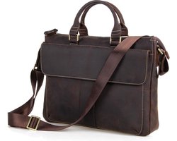 Donkerbruine Klassieke Vintage Leren Tas