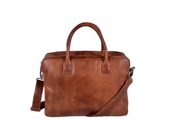 DSTRCT Fletcher Leren Business Laptoptas - 15,6 inch laptopvak - Sleutelhanger - Cognac