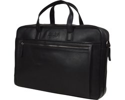 DSTRCT Leren Business Laptoptas - 17 inch laptopvak met rits - Zwart - Luxe volnerfleder