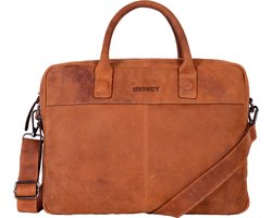 DSTRCT Wall Street 2 Vaks Leren Laptoptas - 15,6 inch - Cognac