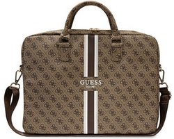 Guess Printed Stripe Laptoptas voor o.a. Apple MacBook 15/16" - Bruin