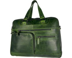 Handtassen - Schoudertas - Groen - Echt Leer - Werktas Dames - Werktas Heren - Crossbody Tas - Schooltas - Laptop tot 15.6 - Arrigo