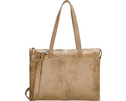 Hide & Stitches Porto Laptoptas 15,6 inch (34.5x19.4 cm) - Taupe - 100% Leer