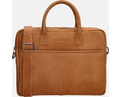 Hide & Stitches Wolga Laptoptas 15,6 inch (34.5x19.4 cm) - Cognac - 100% Leer