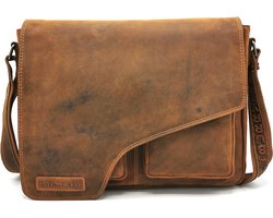 HillBurry Leren Laptoptas  met holster omslag - Kwaliteitsleed - Natuurlijke uitstraling - (bxhxd) ca.38cm x 28,5cm x 12cm