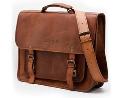 Johnny Fly Leren Messenger Tas - bruin - ecologisch