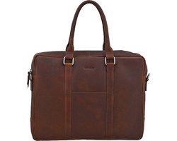 Landley Leren Unisex 15 inch Laptoptas - 15,6 inch - Dames en Heren - Leer - Cognac Bruin