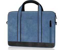 Laptoptas 15,6 Inch Kantoor Werk Laptoptas met Schouderriem Handvat Slanke Laptop Aktetas in Waterdicht PU Leer Compatibel met Macbook Pro14-inch A2442/Macbook Air A1466, A1369 etc.