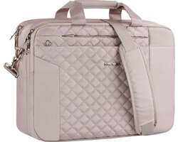 laptoptas 17 inch dames notebooktas tablettas schoudertas waterafstotend schooltas zakelijke laptoptas voor dames en heren herbruikbaar gewatteerd roze