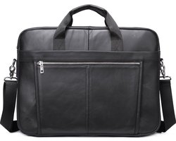 Laptoptas 17 inch Handtas heren Schoudertas Waterdichte tas Leder Zwart - Urban U®