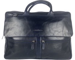 Laptoptas - Blauw Leer - Werktas Heren - Werktas Dames - Aktetas – Schooltas Jongen - 17 Inch laptop