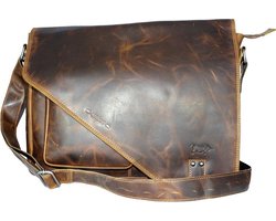 Laptoptas - Bruin Leer- Stevige Schouderband - Ruimte Voor Je Laptop tot 15.6 Inches - Tas - Leer - Aktetas