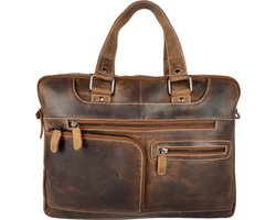 Laptoptas - Messenger Bag - 15.6 inch - Buffelleer - Leer - Cognac - Arrigo - Handtas - Crossbody Tas Dames