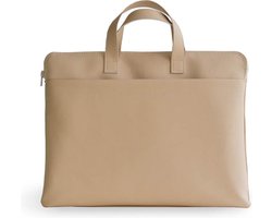 Laptoptas met Handvat en Opbergvakken - Laptophoes DORIS - Dames en heren - Beige - Vegan appelleer - Duurzaam