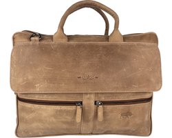 Laptoptas – Taupe Leer - Laptoptas Dames Schoudertas – Handtas - Schooltas Meisje - 17 Inch laptop