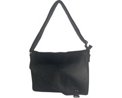 Laptoptas - Zwart - Leer - Crossbody Tas Dames - Werktas Heren - Aktetas - Tas