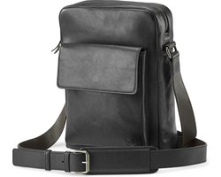 Laurie Zwarte en Donkerbruine Lederen Crossbodytas