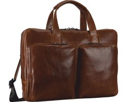 LEONHARD HEYDEN Leren Business tas Laptoptas met laptopvak Porto Zip Briefcase 1 Compartment Brown Bruine