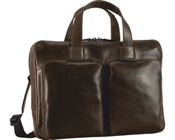 LEONHARD HEYDEN Leren Business tas Laptoptas met laptopvak Porto Zip Briefcase 1 Compartment Greybrown Donkerbruin