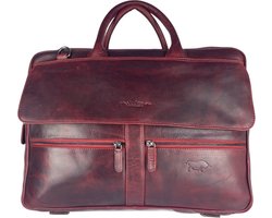 Leren Tassen Dames - Rood Leer - Laptoptas – Crossbody Tas Dames – Aktetas Heren - 17 Inch laptop