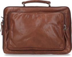 Manfield - Cognac leren laptoptas 16,5 inch