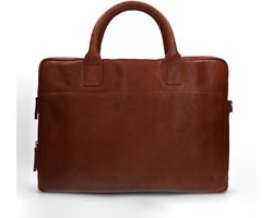 Manfield - Cognac leren laptoptas 17 inch