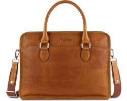 mano Leren Business tas Laptoptas met laptopvak Don Pietro Bristol Businessbag Large Cognac Bruine