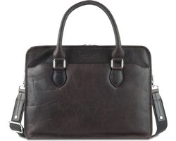 mano Leren Business tas Laptoptas met laptopvak Don Pietro Bristol Businessbag Large Dark Brown Donkerbruin