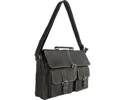 Messenger Bag - Werktas - Schooltas - Buffelleer Zwart - Arrigo