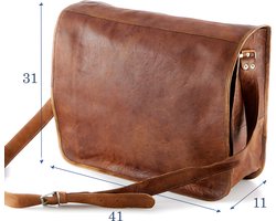 Messengertas  17 inch  – Vintage Look Cognac Bruin Leer Laptoptas – Almeria 17