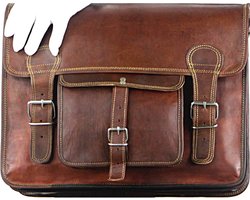 Messengertas “Granada” – Businesstas Cognac Bruin Echte Leder - Vintage Design Laptoptas - 42 x 29 x 11 cm / 16 inch