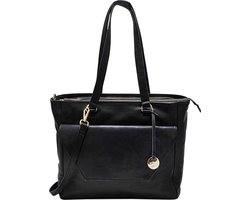 MŌSZ dames Laptoptas / Werktas / Laptoptas / Schoudertas leer - Denise - Black (incl QR tag)