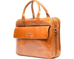 NEGOTIA Alpha - Laptoptas 15 6 inch - Laptoptas Leer - Aktetas - Werktas - Messenger Bag - Schoudertas Heren/Dames - Luxe Top-Grain Leer - Bruin