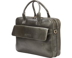 NEGOTIA Alpha - Laptoptas 15 6 inch - Laptoptas Leer - Aktetas - Werktas - Messenger Bag - Schoudertas Heren/Dames - Luxe Top-Grain Leer - Zwart