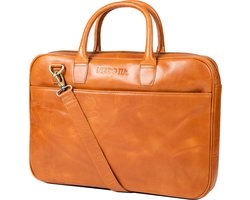 NEGOTIA Delta - Laptoptas 15 6 inch - Laptoptas Leer - Aktetas - Werktas - Messenger Bag - Schoudertas Heren/Dames - Luxe Top-Grain Leer - Bruin