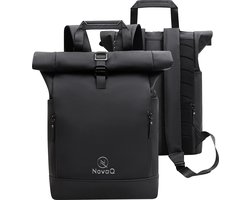 NovaQ Rolltop Rugzak Waterdicht voor Dames & Heren - Laptoptas 15 6 Inch - Zwart - 40 liter - Fietsrugzak - Handbagage Rugtas