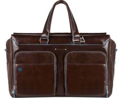 Piquadro Black Square Weekender Duffle Laptop 15" Mahogany