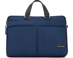 PIQUADRO Business tas Laptoptas met laptopvak PQ-RY Two Compartment Computer Portfolio Briefcase Blu Blauw