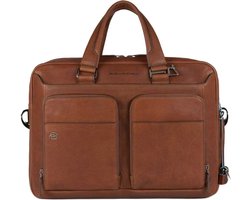 Piquadro Laptoptas Black Square Leer - cognac