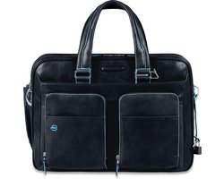 Piquadro Laptoptas Blue Square Kalfsleer - blauw