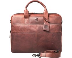 Pylos59 Laptoptas / Werktas - 15 inch - Leer - Buff Oily - Cognac