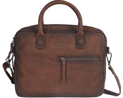 Sparwell | Leren laptoptas 14" inch | 100% Leer | Donker Bruin