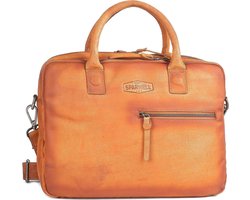 Sparwell Tas - Lederen laptoptas 14" inch - Aktetas - Werktas - 100% Leer - Cognac / Bruin