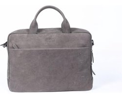 Sparwell Tas - Lederen laptoptas - aktetas - werktas - schooltas - 14 Inch / 15,5 Inch / 16 Inch - Grijs