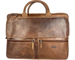 Werktas Heren - Lichtbruin Leer – Laptoptas Dames Schoudertas – Cognac – Handtas - 17 Inch laptop