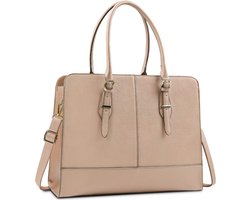 Women's Handbag, Large Waterproof Shopper Bag, Leather Bag for 15.6 Inch Laptop for Office, Work, Business, School, khaki