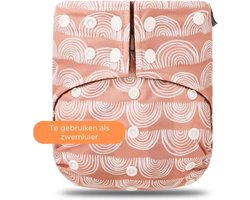 BonBini´s luiers - wasbare luier Salmon Rainbow 3-15 kg - luierbroekje - dubbele antilek preventie -  zwemluier drukknoopjes en verstelbaar maat S, M, L maat 1 t/m 5