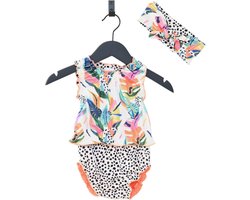 Ducksday - tankini - baby - met haarlint - omkeerbaar - voor meisjes - UPF 50+ - Driedelige zwemset - Moana - Maat 74